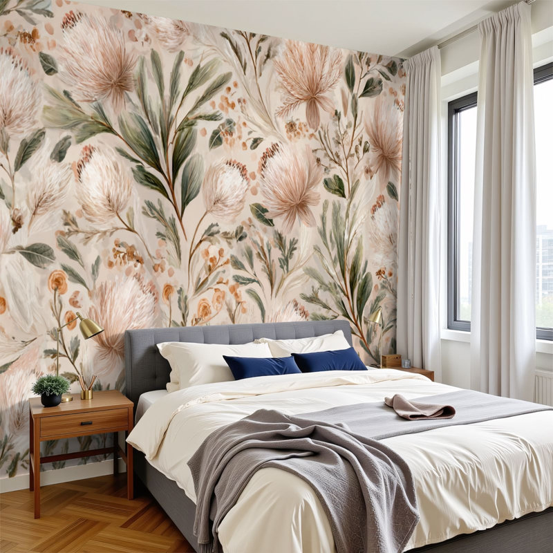 Papier peint pelez et collez Botanical Vintage Wildflower, L 144 po x l 100 po