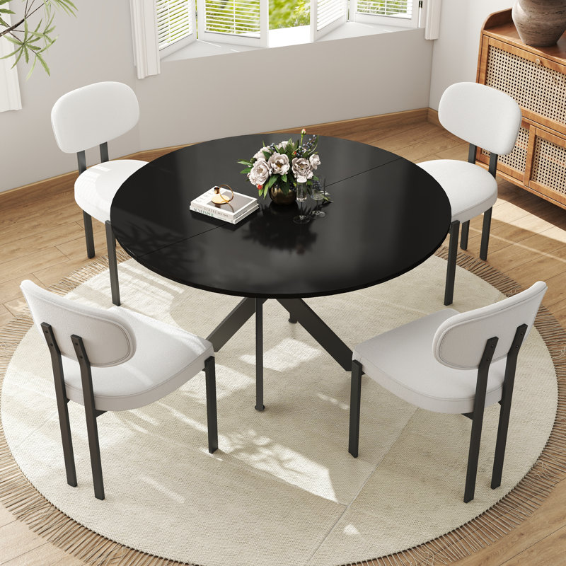 Ensemble de table ronde, Noir, 5, Orange