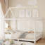 Wood House Bed with Guardrail and LED-117194103