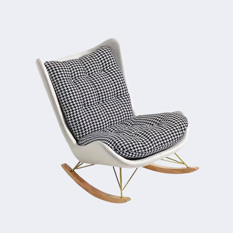 Chaise berçante à motif écossais Thousand-Bird, Blanc