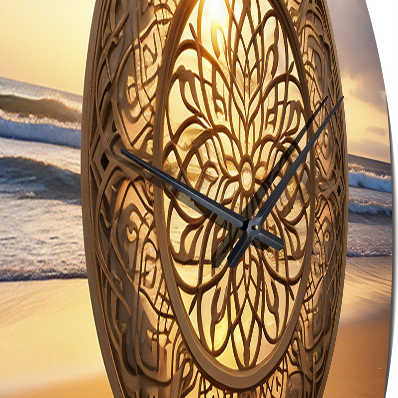 Horloge murale majestueuse mandala sur la plage, Moyenne