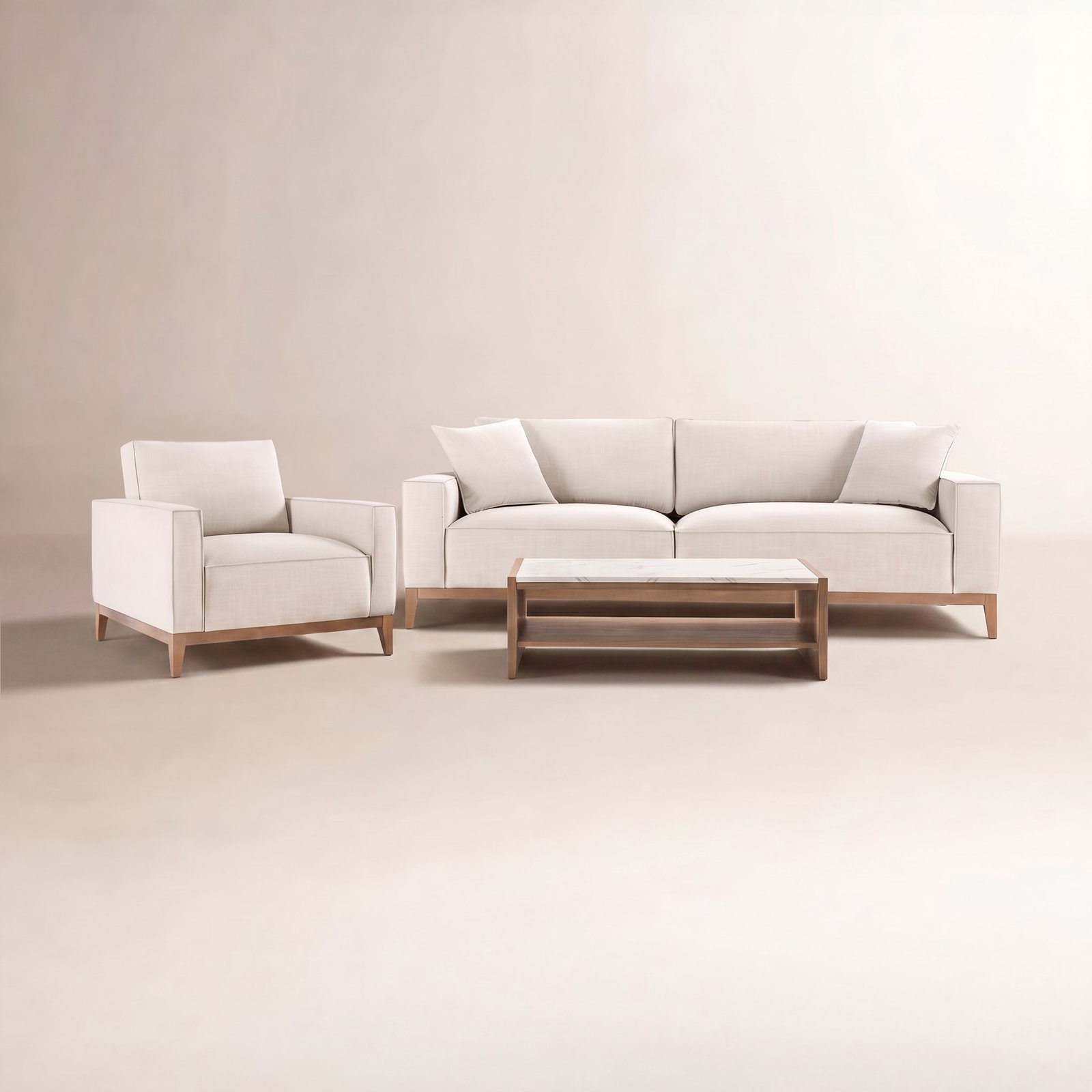 Nicky 2-Piece Linen Living Room Set, Effie Linen