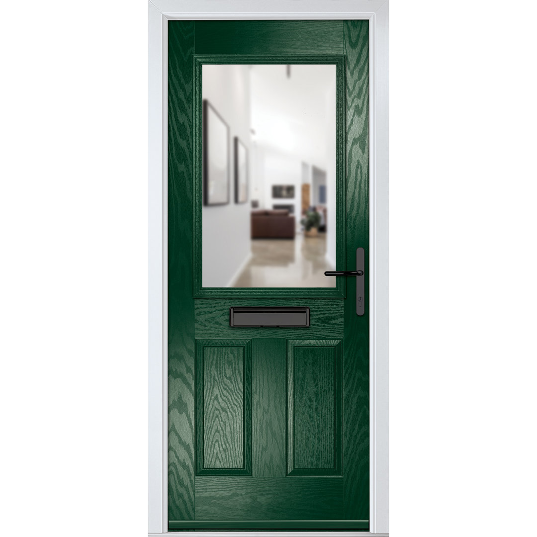 Crystal GRP Front door Lytham Slate Grey 890mm x 2090mm Open in Left hand Clear Glass