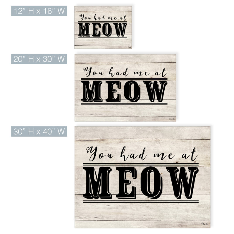 Meow-impression d’art textuel sur toile, H 12 po x l 16 po x P 1,5 po