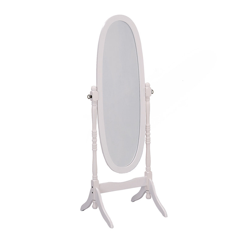 Miroir sur pied 59,25 "de haut, forme ovale, 59,5 po x 23 po, Blanc
