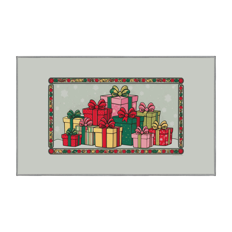 The Holiday Aisle® Washable Christmas Winter Holiday Rug, Rectangle 5' x 7'