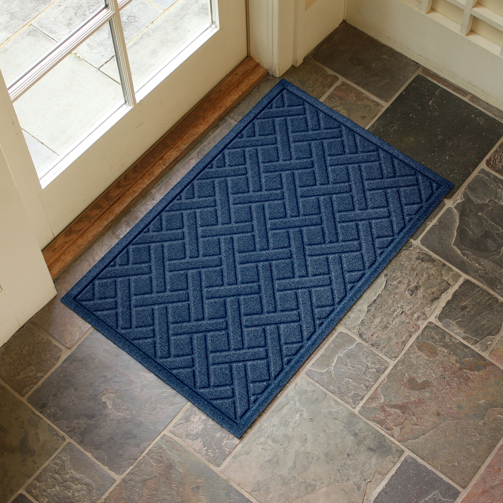 WaterHog Lattice Non-Slip Doormat, Navy, 0.375" H x 36" W x 24" D