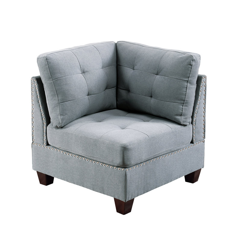 Gris 2 pièces modulaire: tissu semblable au lin et bandage de chaise en bois - gris: bois