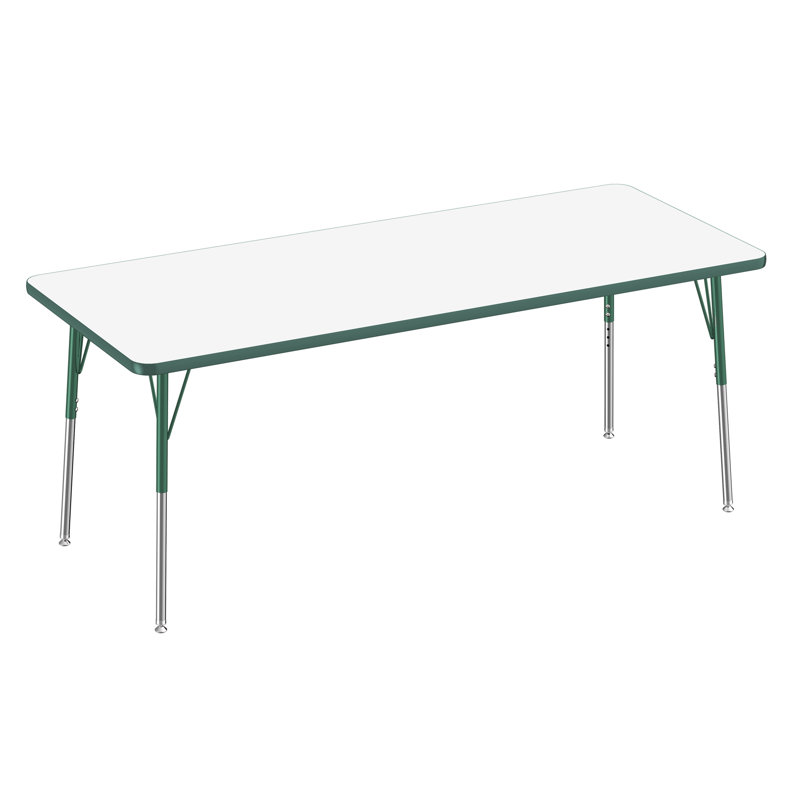 Table rectangulaire d'activités effaçables à sec avec pieds réglables, 30" x 72", Whiteboard/Green