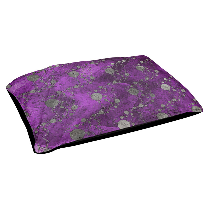 Coussin d'extérieur pour chien Byrge Planets Stars, Moyen (L 29,5 po x P19,5 po x H 9,5 po), Violet / gris