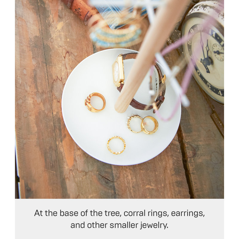 White Round Wood Accessory Tree for Women
