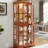 Antique Dark Oak Glass Showcase, Adjustable Shelving, Double - Opening Doors, Lighting, Dining Area Decor American Design Showcase With Shelves, And E26 Bulb For Textile Display-119013892