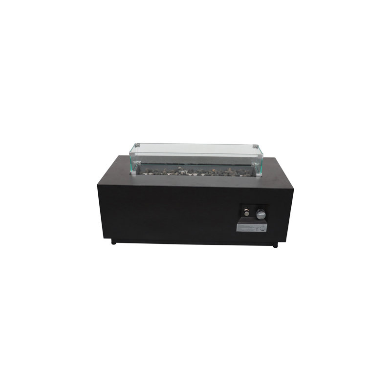 16" H x 42" W Steel Outdoor Fire Pit Table with Cover, Black