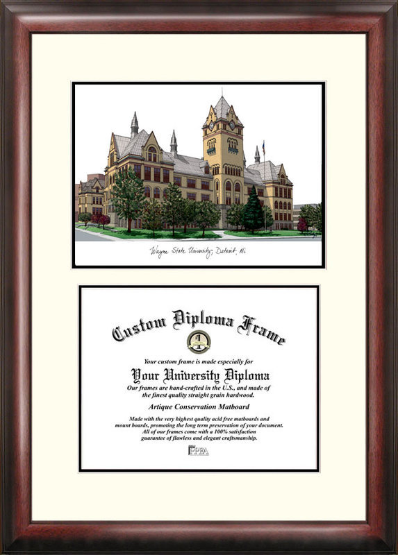 Cadre de diplôme pour lithographie wayne state NCAA