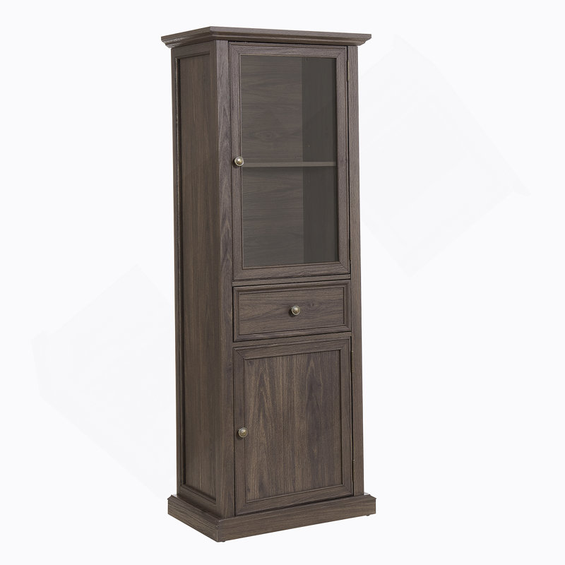 Grande armoire de rangement autoportante avec porte vitrée et tablettes réglables, buffet pour une organisation polyvalente des pièces