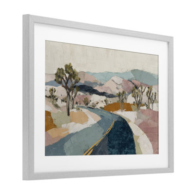 «Desert Highway Through Joshua Trees», reproduction sous verre encadrée, design by Chromatique Storm Studio