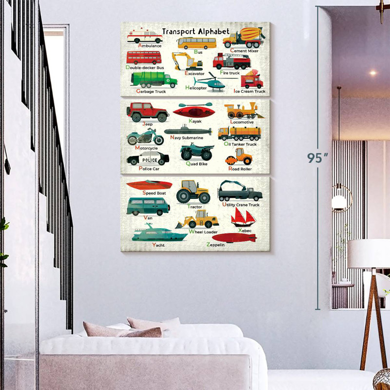 Tableau pour enfants Ashelle Transport Alphabet, H 74 po x l 48 po