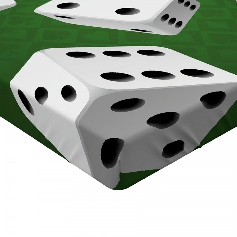 Twin Gray and Green Microfiber Dice Print Fitted Sheet Set