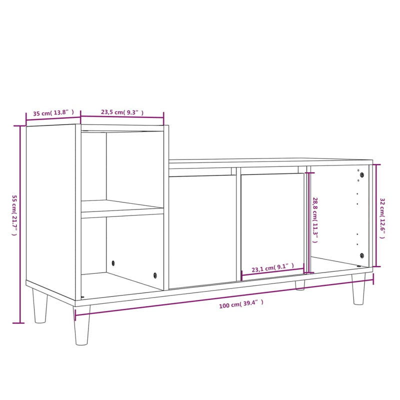 Unfinished TV Stand for TVs up to 40", White/Oak