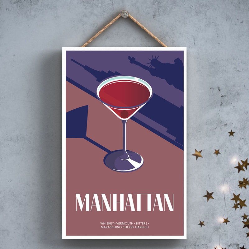 Cocktails - Manhattan Wooden Hanging Plaque