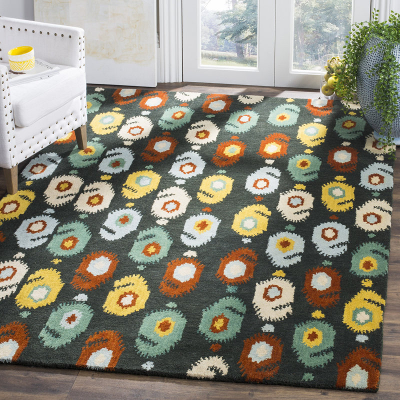 Tapis ikat en laine touffeté à la main Kline, Rectangle 5 pi x 8 pi