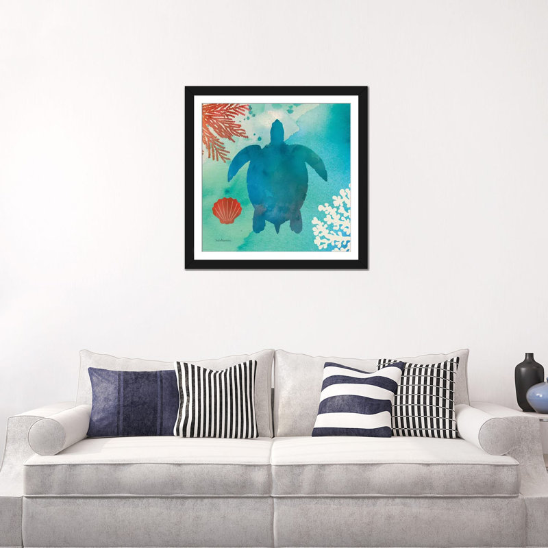« under the sea ii », reproduction sur toile, H 24 po x l 24 po x P 1 po, Papier d'art encadré noir, Blanc