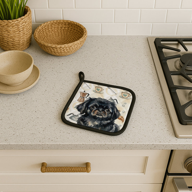 Paire de porte-cafetières noirs Pekingese