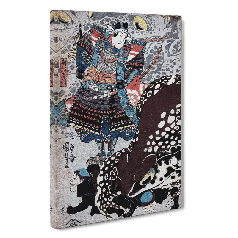 Samurai With Giant Frog by Utagawa Kuniyoshi - Wrapped Canvas Painting, 50cm H x 35cm W x 3cm D