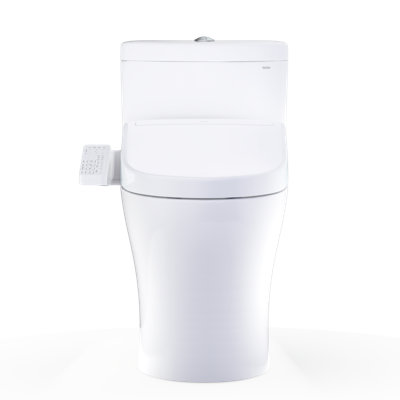 TOTO® WASHLET®+ Aquia® IV One-Piece Elongated Dual Flush 1.28 and 0.9 GPF Toilet and WASHLET S2 Bidet Seat, Cotton White - MW6463346CEMFGN#01