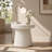 Fluted Hourglass Round Side Table, Modern Cream Solid Pedestal Accent End Table