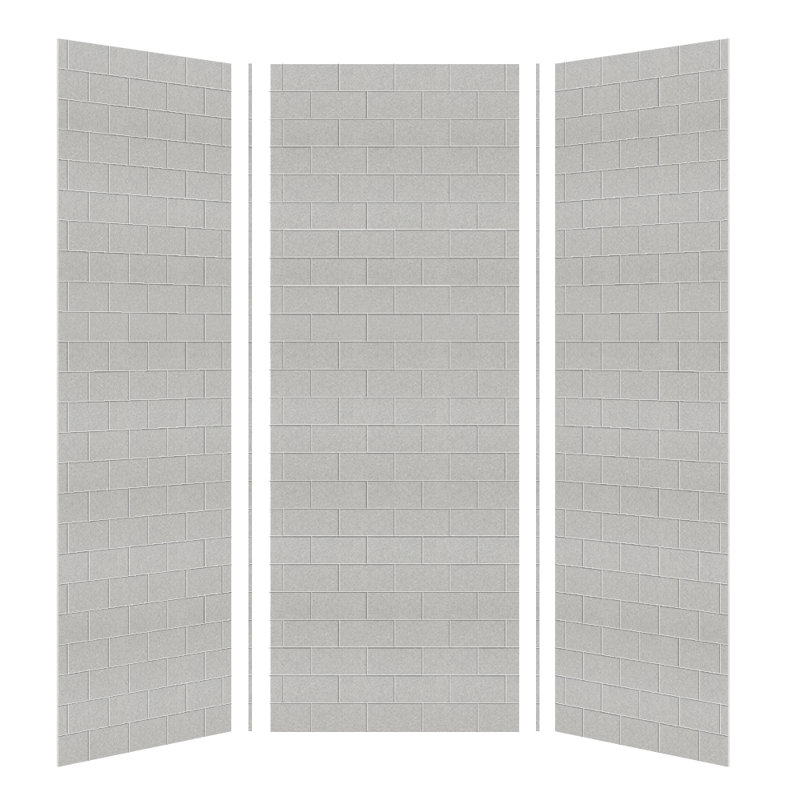 SaraMar 36'' W 36'' D 96'' H Glue Up Solid Surface Wall, Gray Beach