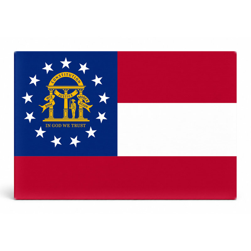 Georgia State Flag - paysage, art mural sur toile, L 30 po x H 20 po