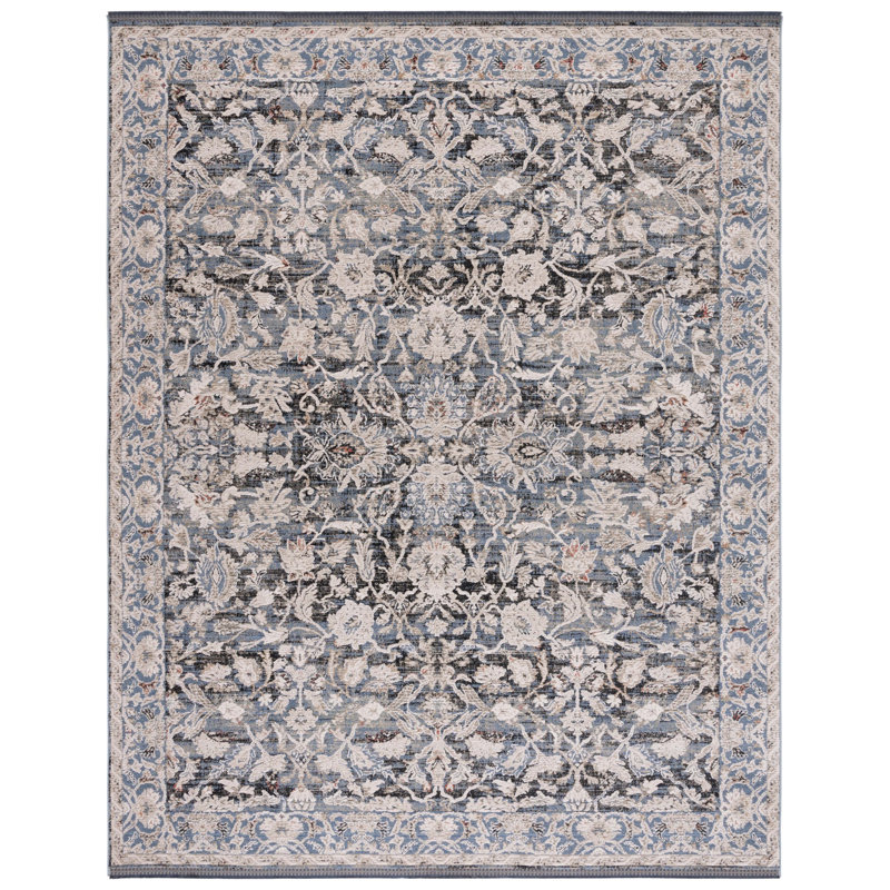 Tapis oriental bleu marine / ivoire, Rectangle 8 pi x 10 pi