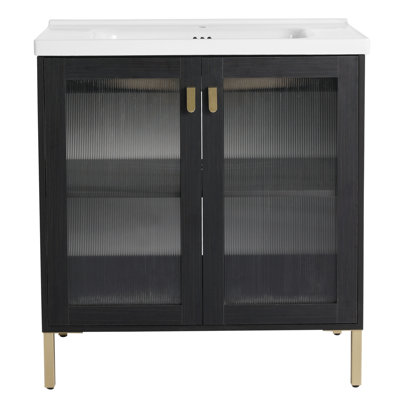 Meuble-lavabo simple 31,99 po avec comptoir en céramique Woudrichem