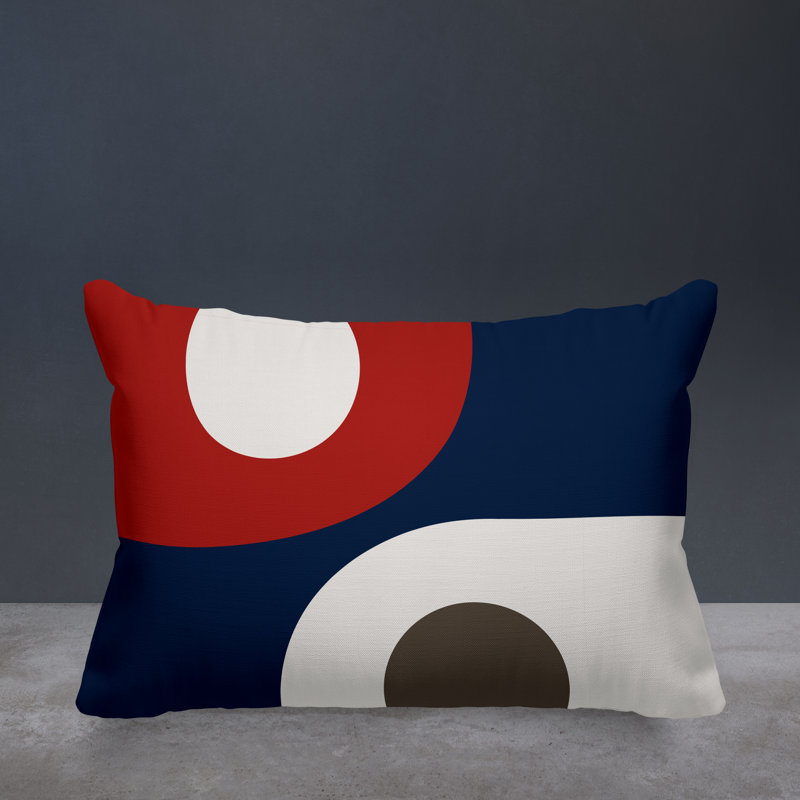 Pitto Outdoor Reversible Throw Pillow, Red/Beige/Navy Blue