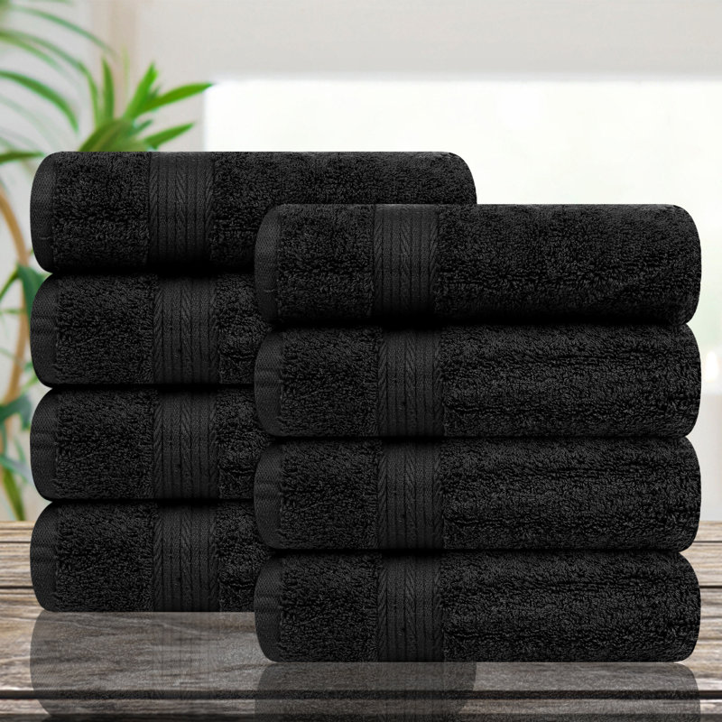 Hand Towel 100% Cotton Absorbent and Quick Drying, Black