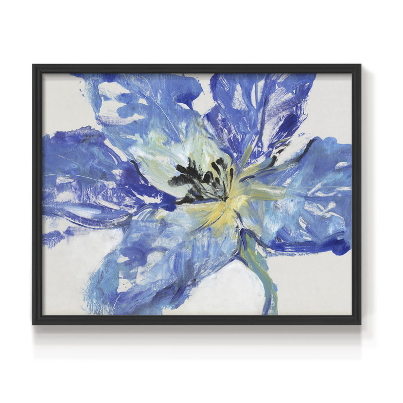 Fleur Bleue II -Framed Print - Restickable, 11" H x 14" W, Black