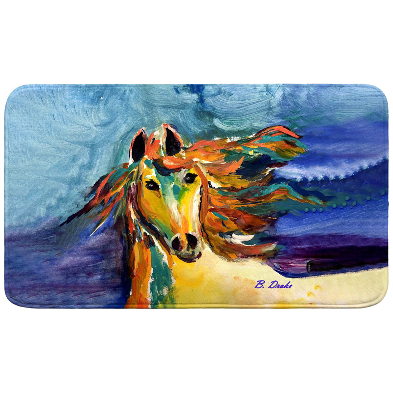 Tapis de bain cheval coloré, L 30 po x l 18 po
