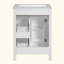 Meuble-lavabo de salle de bain avec lavabo en céramique, 1 porte à fermeture en douceur, 2 tiroirs à fermeture en douceur et 2 supports de rangement sur la porte