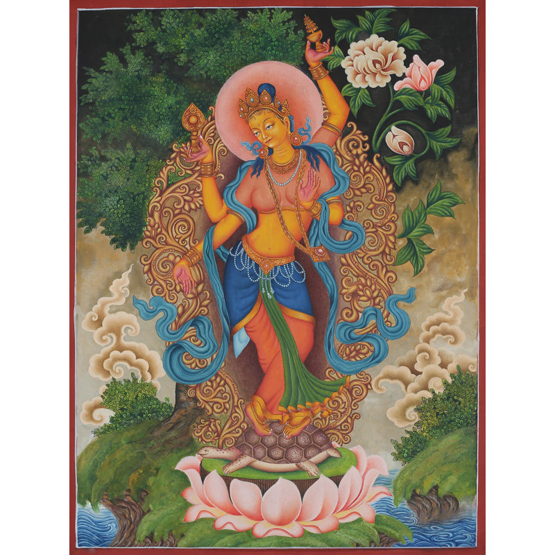 Déesse debout Newari Lakshmi (Thangka sans brocart)