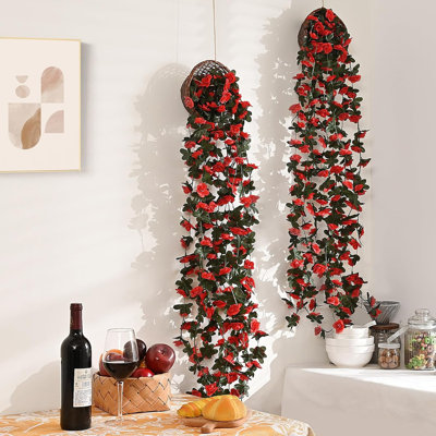Paquet de 6 guirlandes de fleurs artificielles de 5,9 pi, fausse vigne avec fleurs en soie et en plastique pour décoration de fête d'anniversaire de mariage, décoration de guirlande florale
