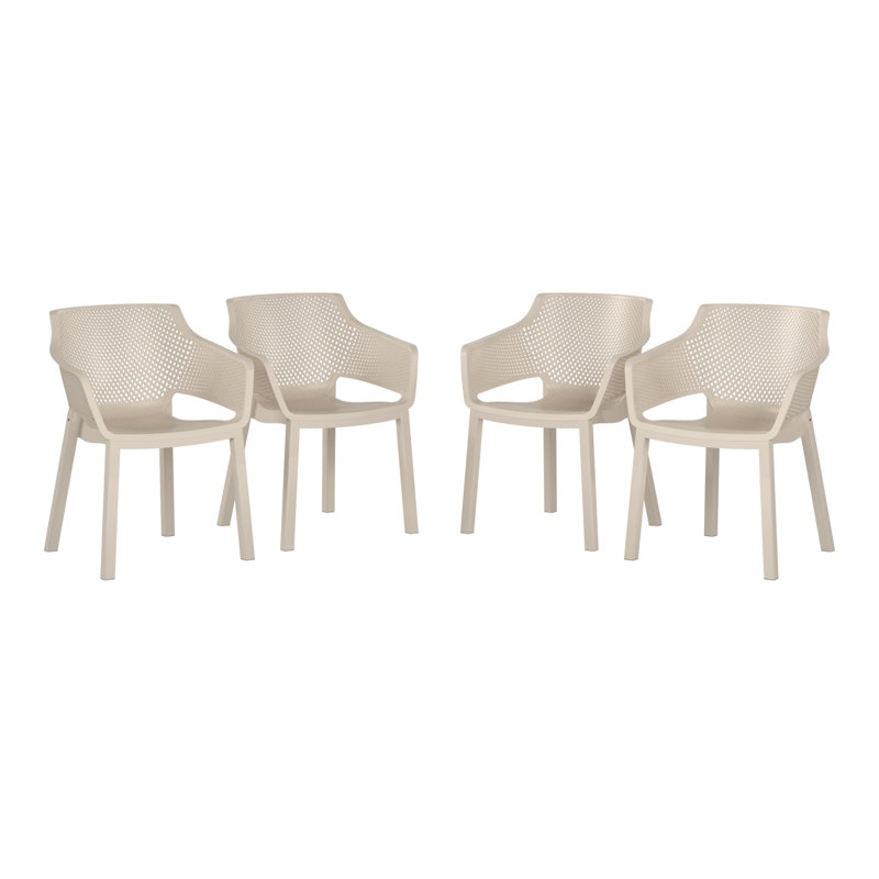 Ensemble de 4 chaises de patio empilables, Beige
