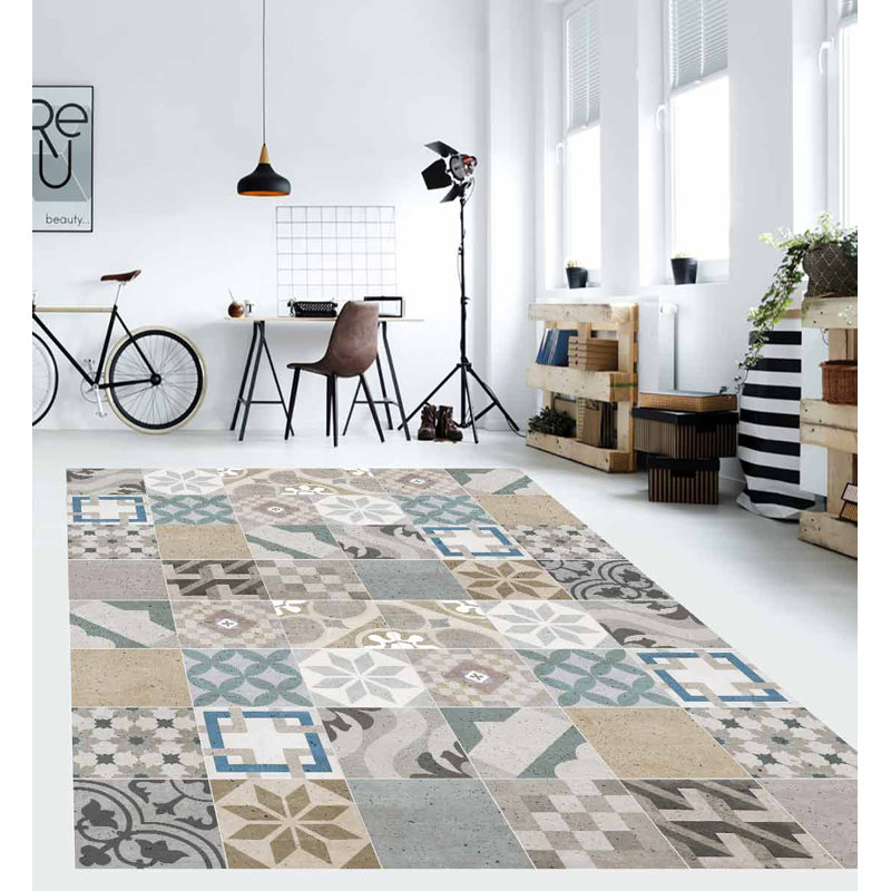Alibek Vinyl Machine Printed Area Rug, Rectangle 100 x 133cm