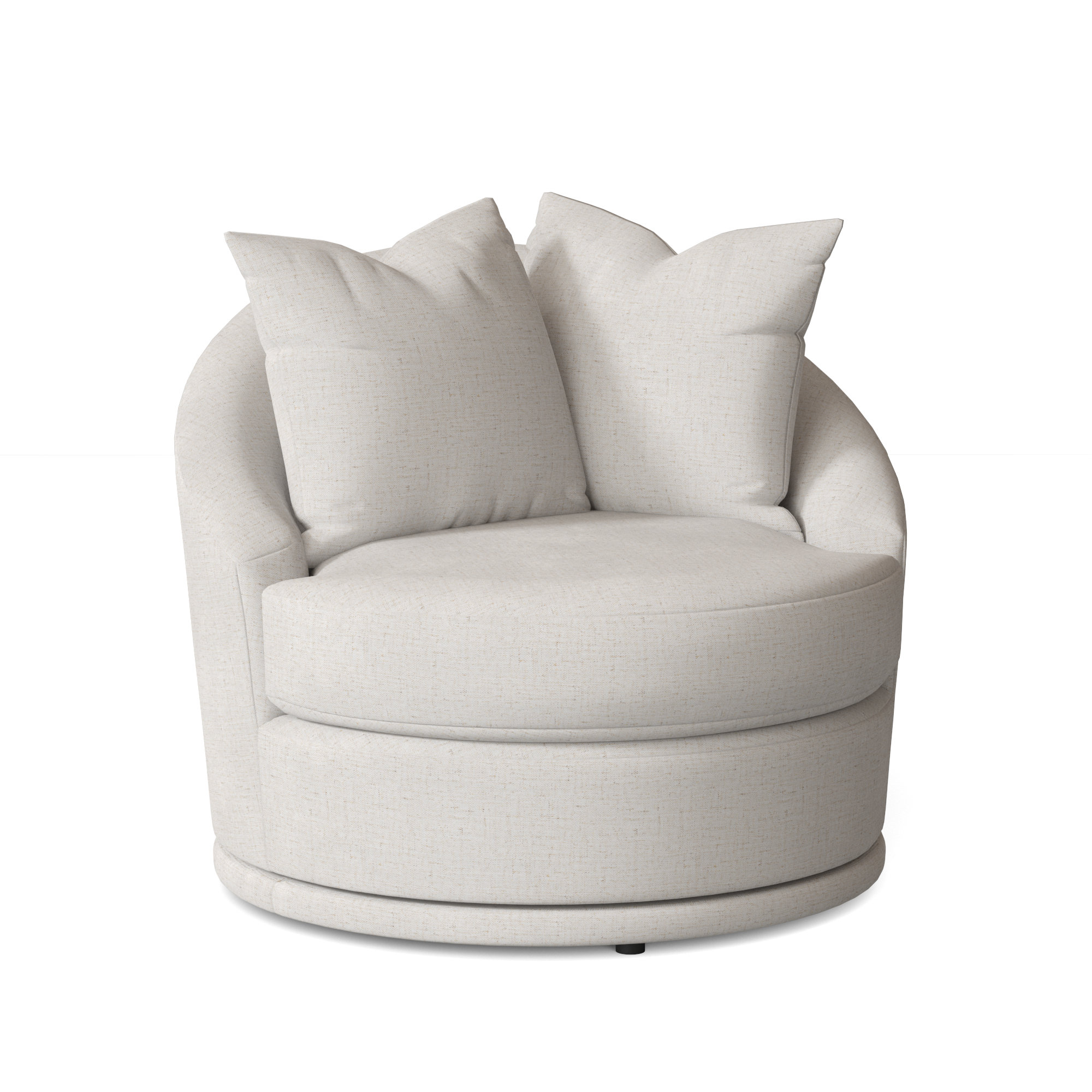 Round Barrel Swivel Chairs in Performance Fabric with Small Pillow