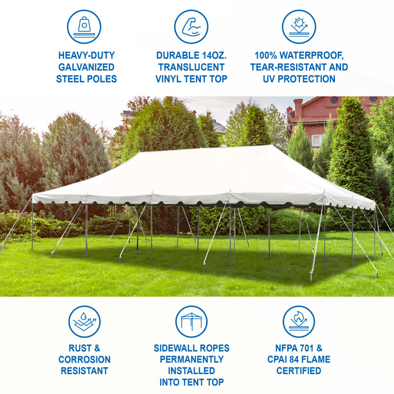 White 20' x 40' Waterproof PVC Vinyl Outdoor Event Tent
