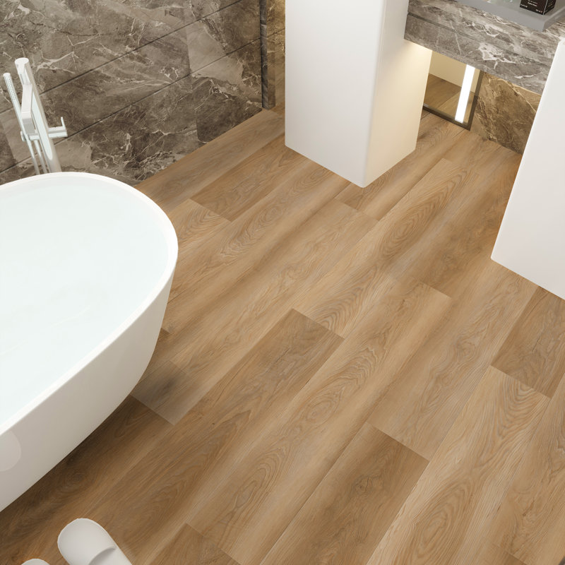 Planche de vinyle de luxe 7 po x 60 po x 8 mm Mokulua, Brun clair estival