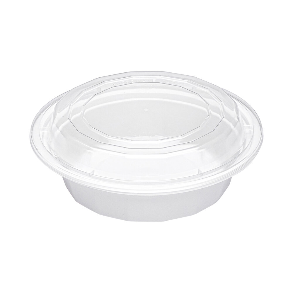 Asporto Microwavable To-Go Container - BPA Free PP Rectangular Take Out Food Container with Clear Plastic Lid - Catering & Takeout - 24 oz - White