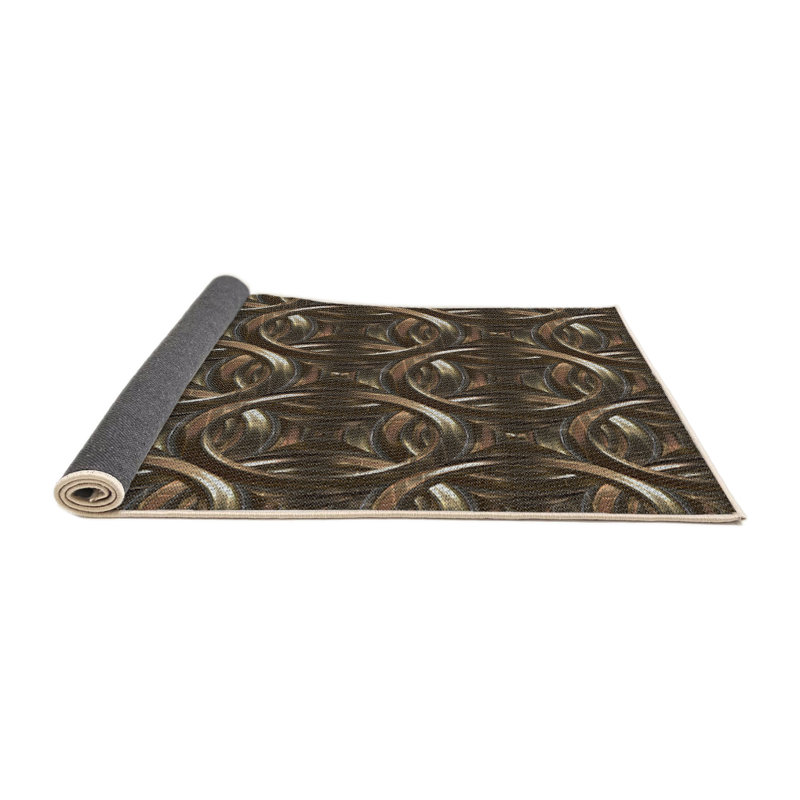 Tapis noir tissé à la machine, Rond 7 pi