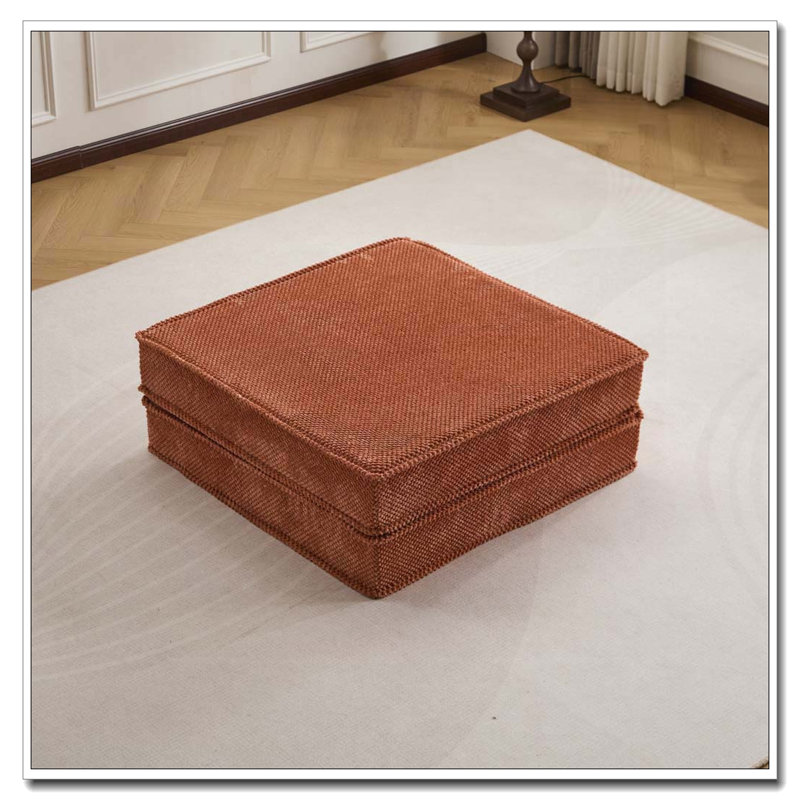 No Assembly Required,Circle Fleece Fabric,1 Ottoman, Orange