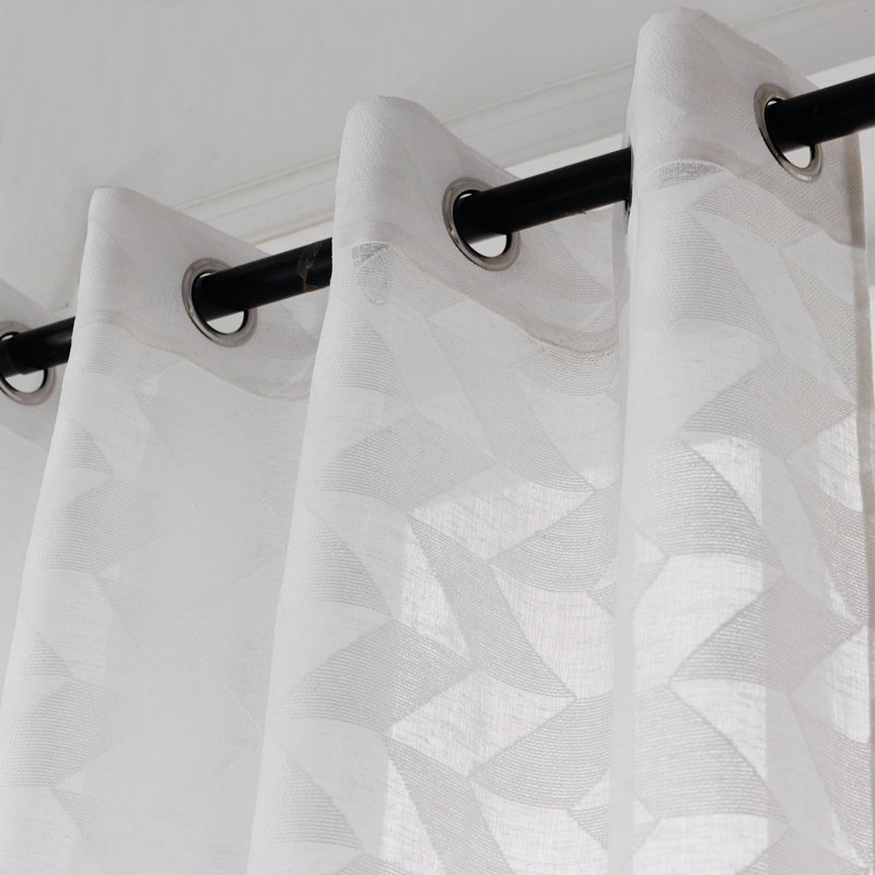 Stavros Sheer Polyester Curtain, White, 52" x 54"